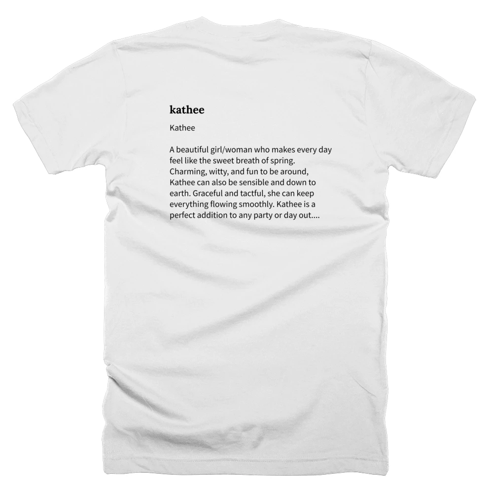 T-shirt with a definition of 'kathee' printed on the back