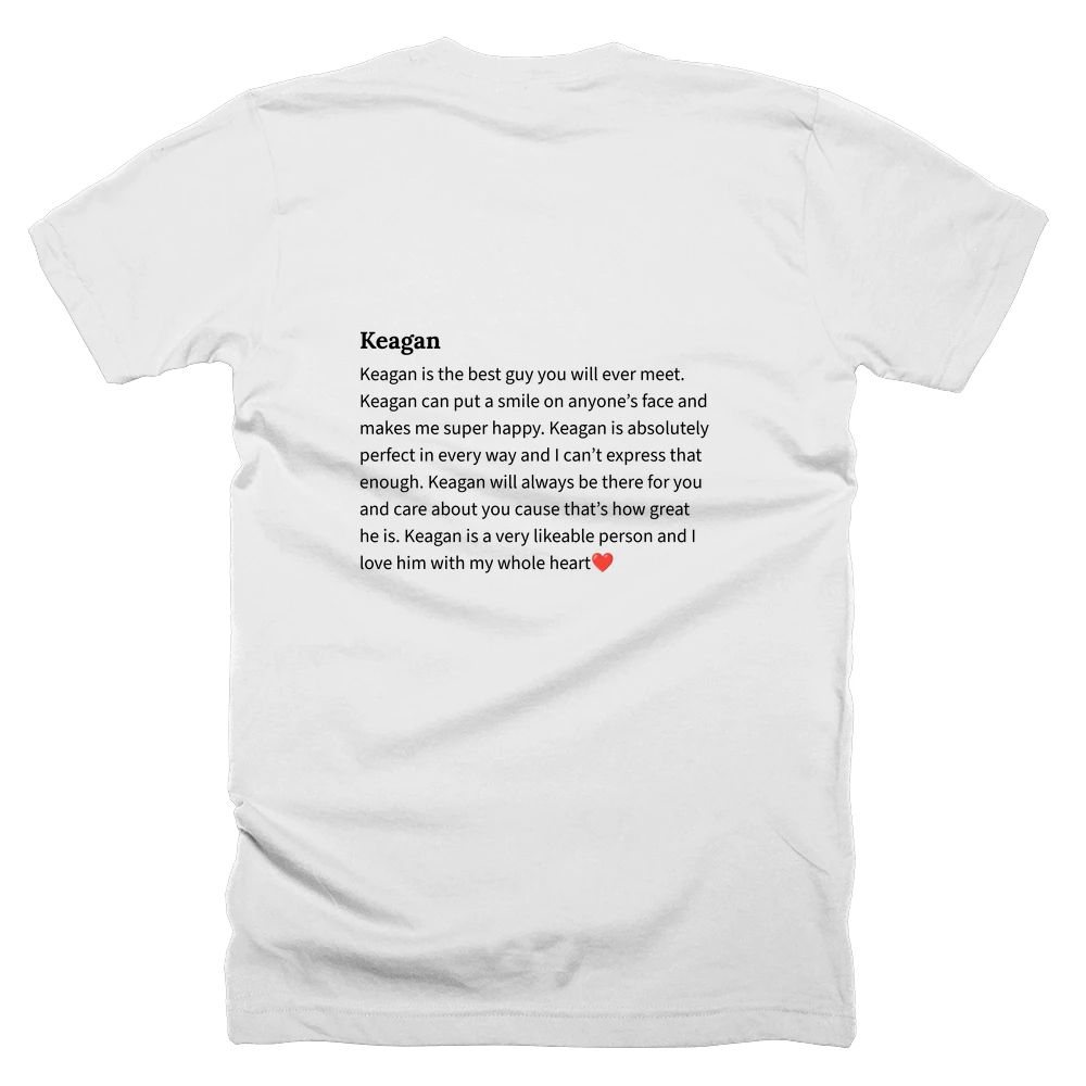 T-shirt with a definition of 'Keagan' printed on the back