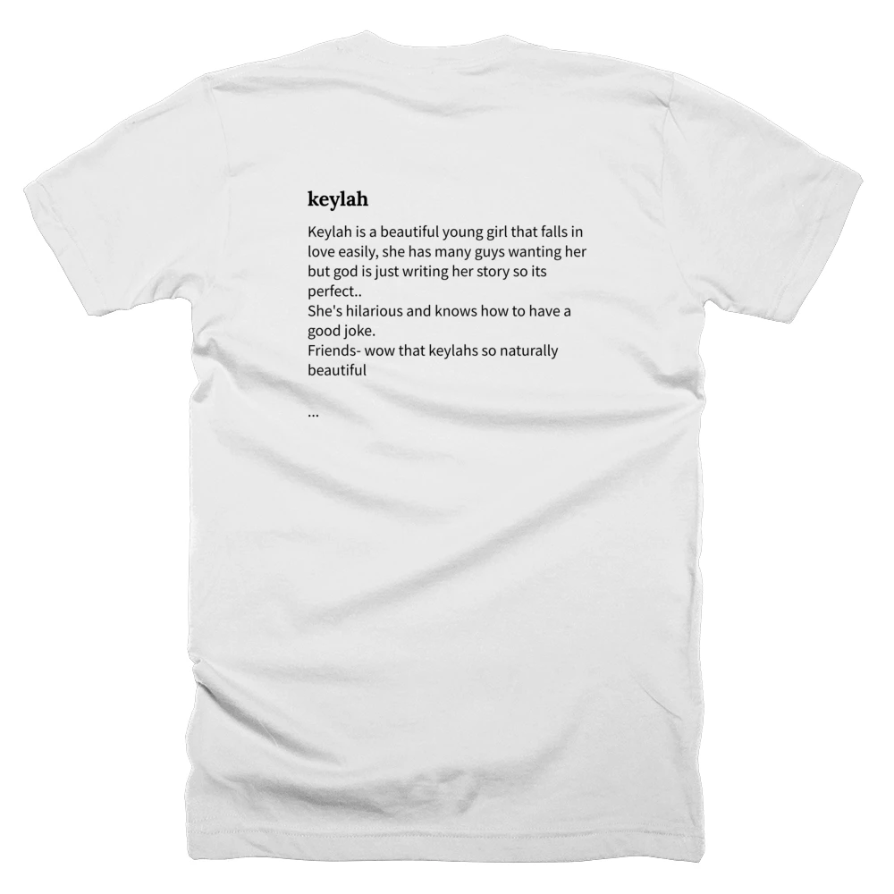 T-shirt with a definition of 'keylah' printed on the back