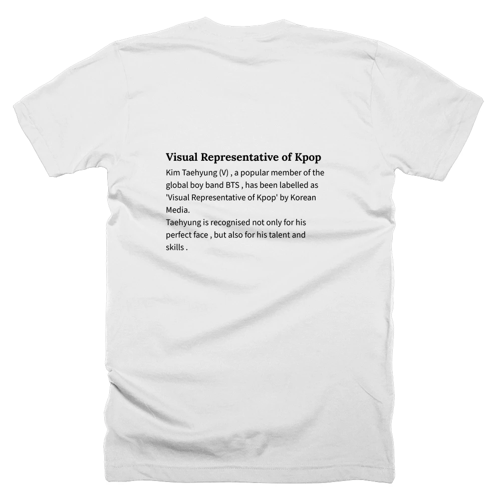 T-shirt with a definition of 'Visual Representative of Kpop' printed on the back