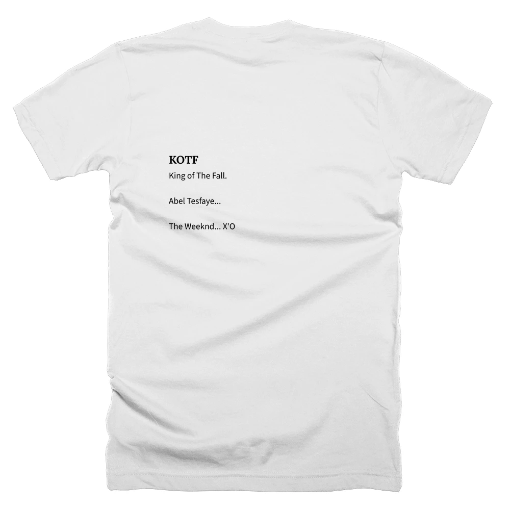 T-shirt with a definition of 'KOTF' printed on the back