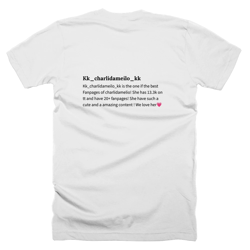 T-shirt with a definition of 'Kk_charlidameilo_kk' printed on the back