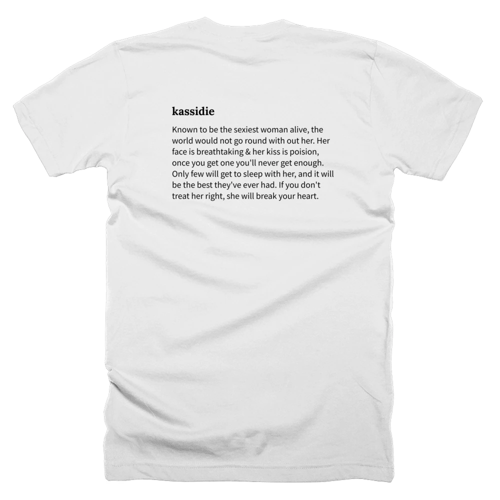 T-shirt with a definition of 'kassidie' printed on the back