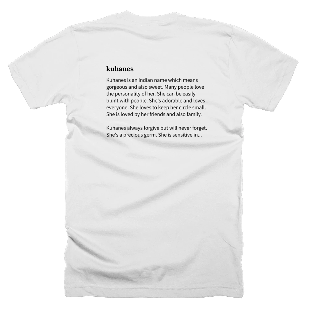 T-shirt with a definition of 'kuhanes' printed on the back