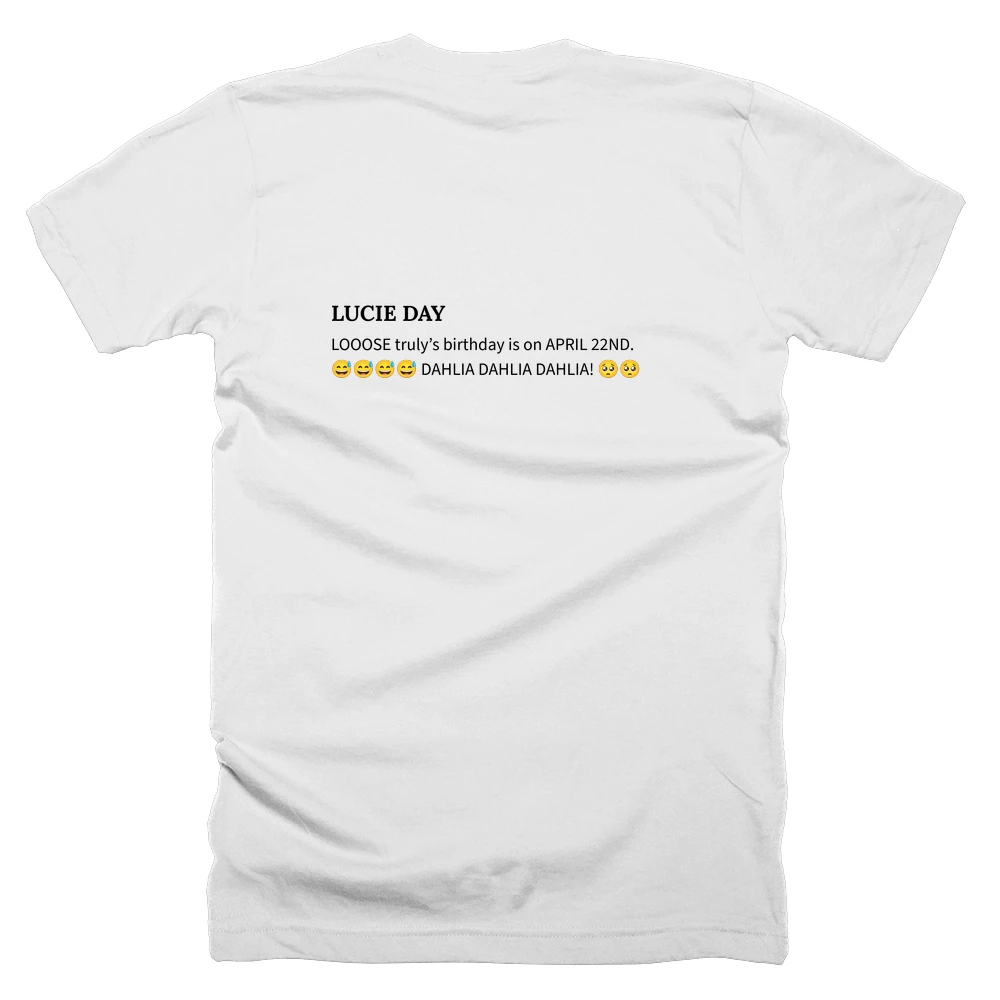 T-shirt with a definition of 'LUCIE DAY' printed on the back