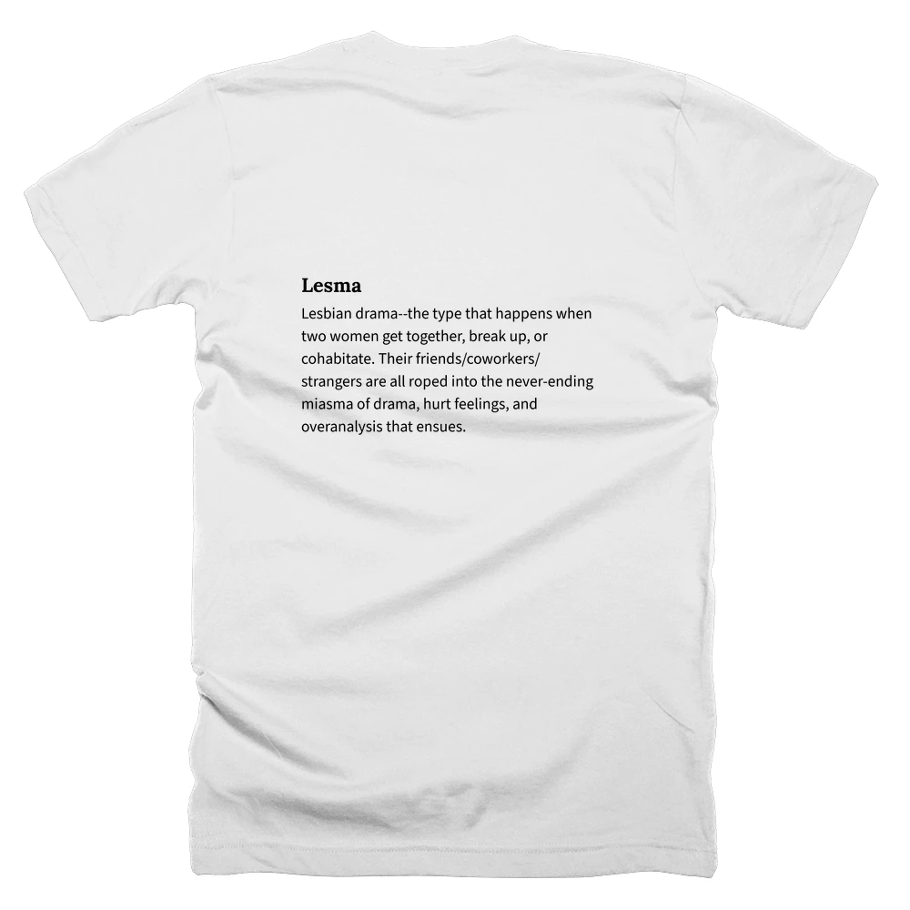 T-shirt with a definition of 'Lesma' printed on the back