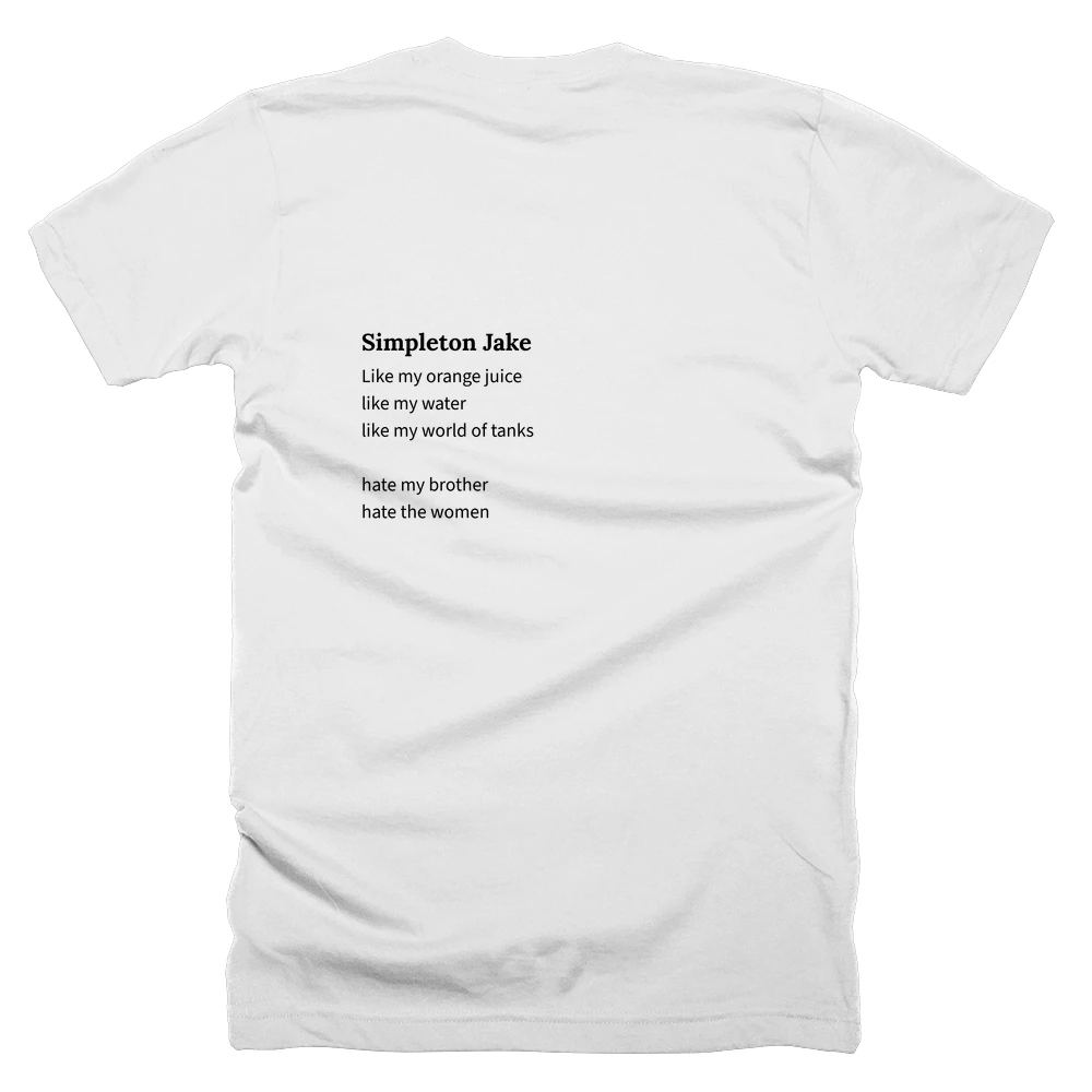 T-shirt with a definition of 'Simpleton Jake' printed on the back