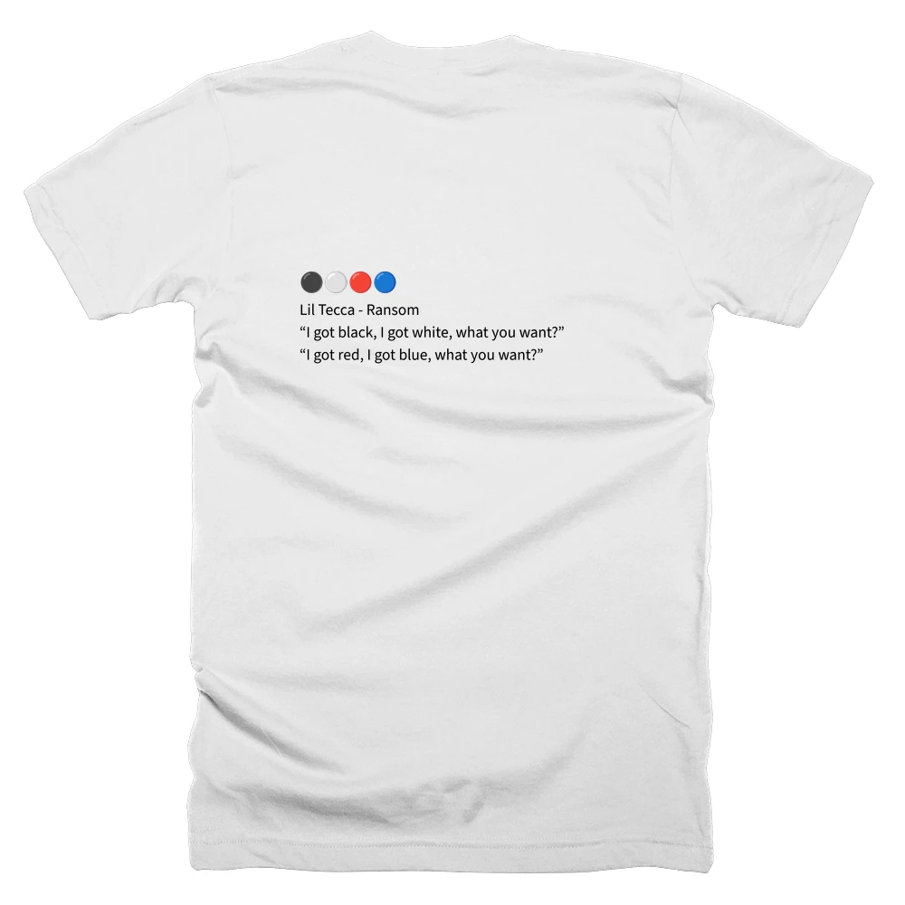 T-shirt with a definition of '⚫️⚪️🔴🔵' printed on the back