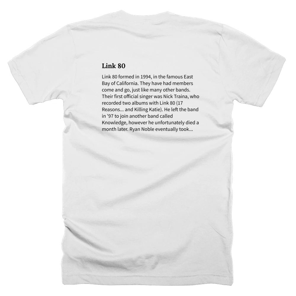 T-shirt with a definition of 'Link 80' printed on the back