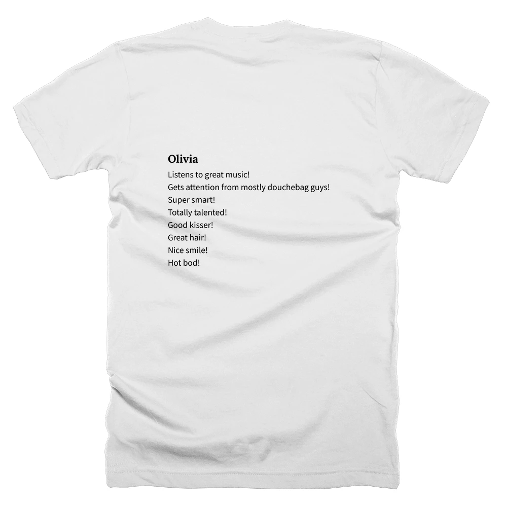 T-shirt with a definition of 'Olivia' printed on the back