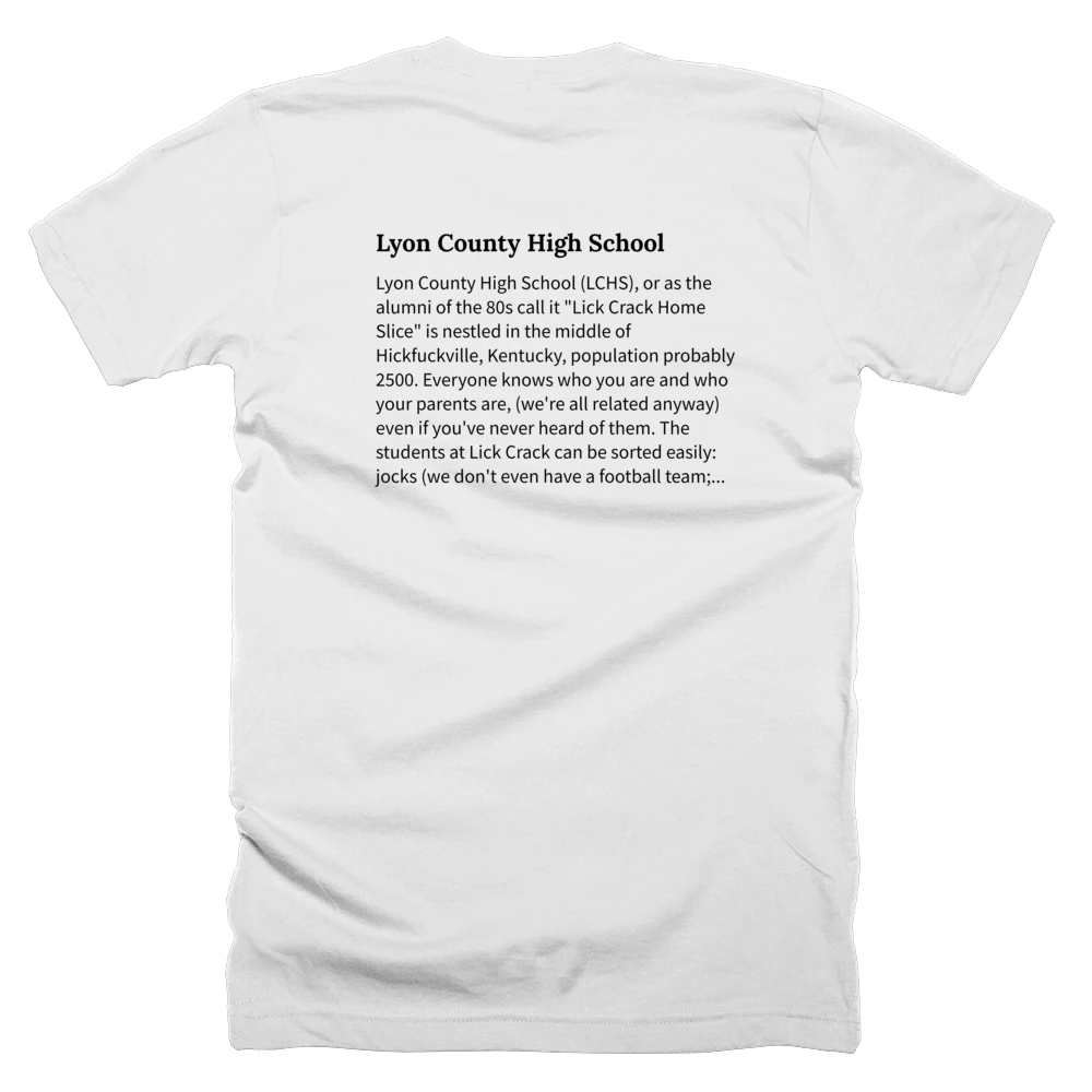 T-shirt with a definition of 'Lyon County High School' printed on the back