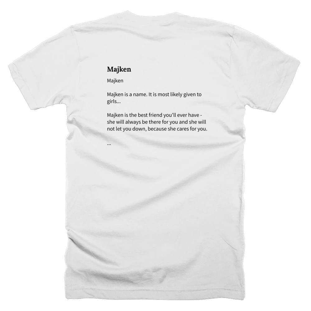 T-shirt with a definition of 'Majken' printed on the back