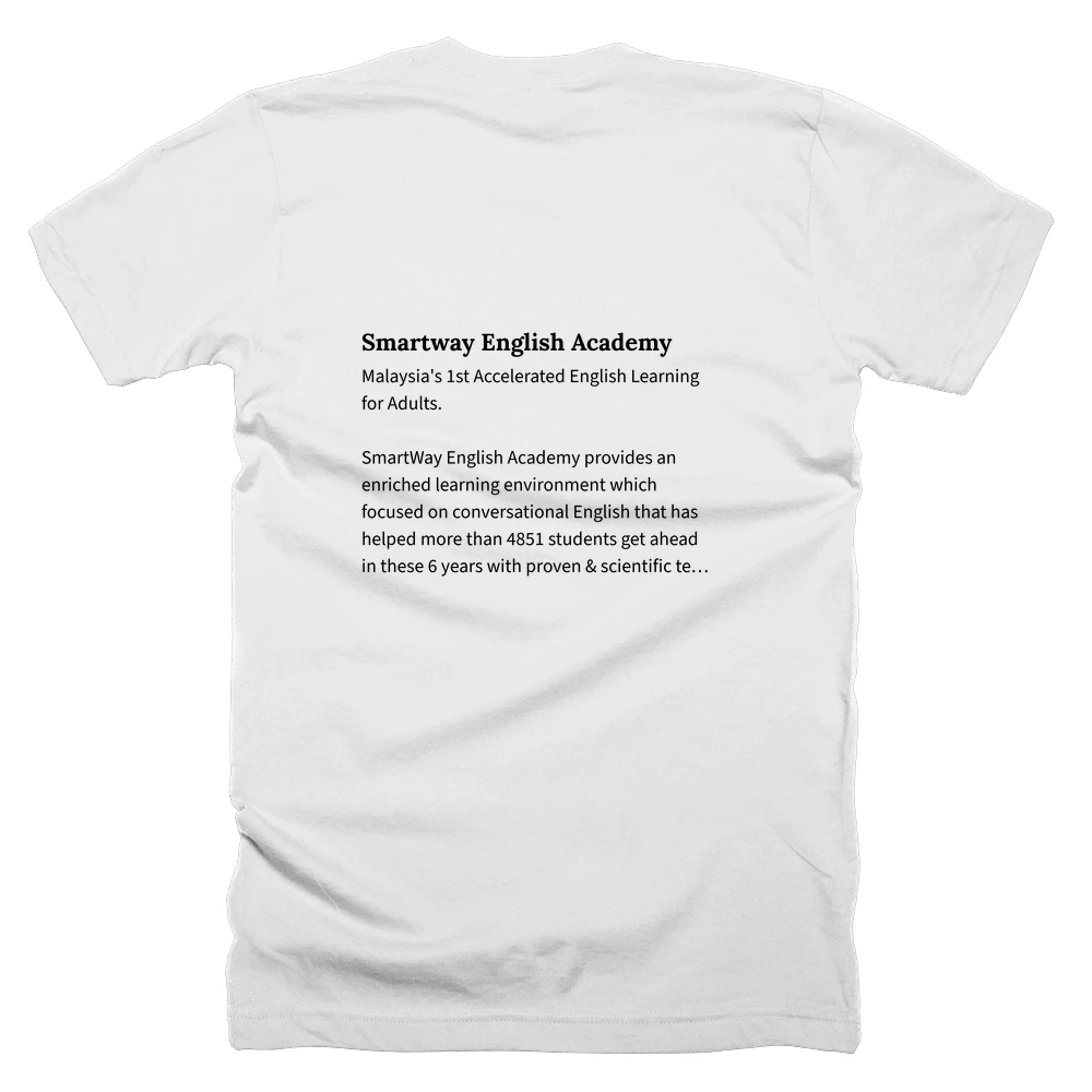 T-shirt with a definition of 'Smartway English Academy' printed on the back