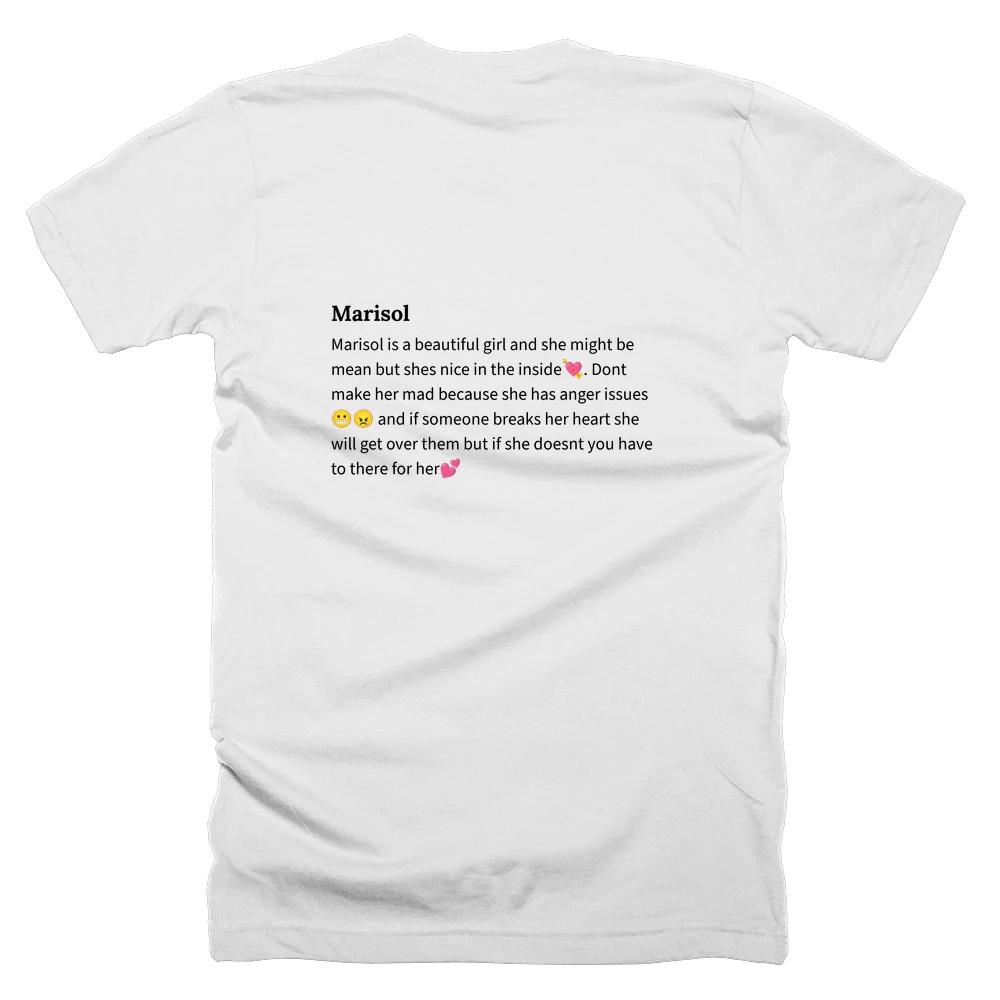 T-shirt with a definition of 'Marisol' printed on the back