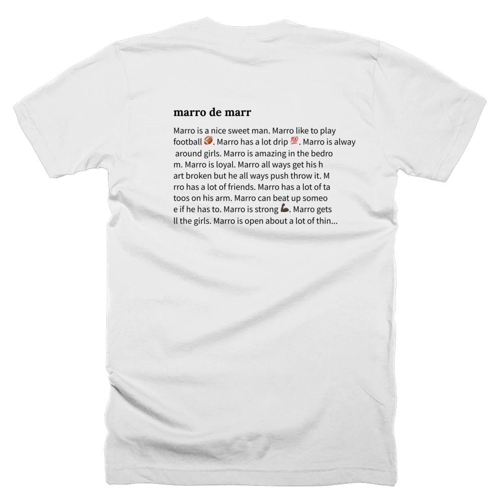 T-shirt with a definition of 'marro de marr' printed on the back