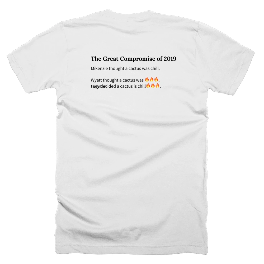 T-shirt with a definition of 'The Great Compromise of 2019' printed on the back