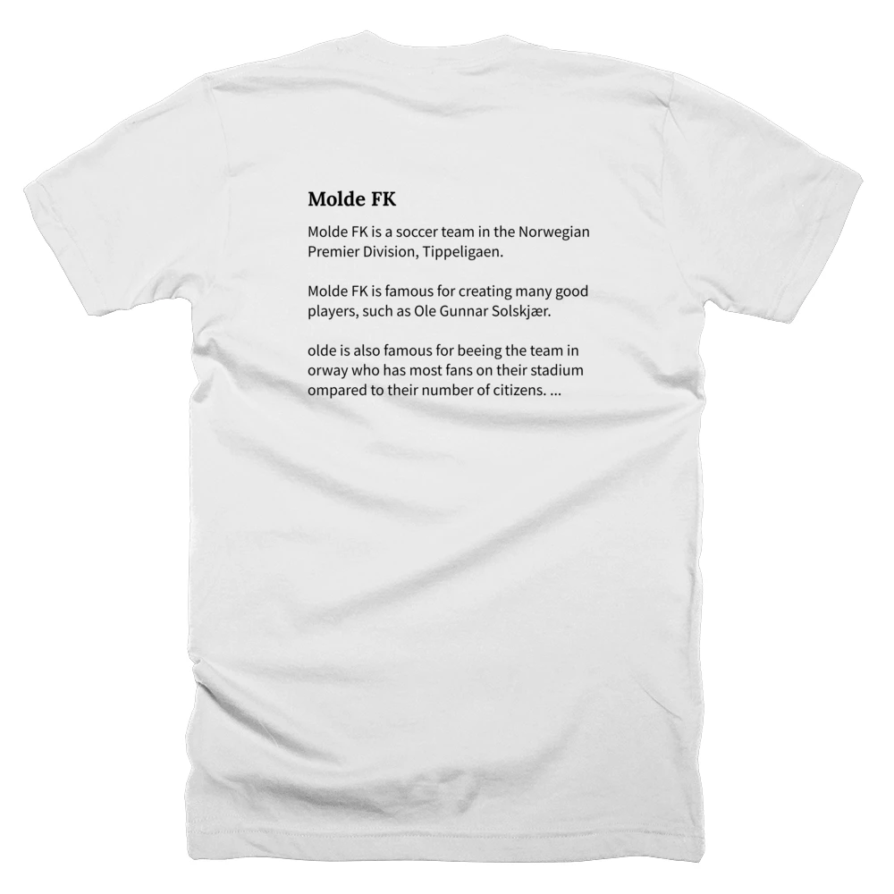 T-shirt with a definition of 'Molde FK' printed on the back