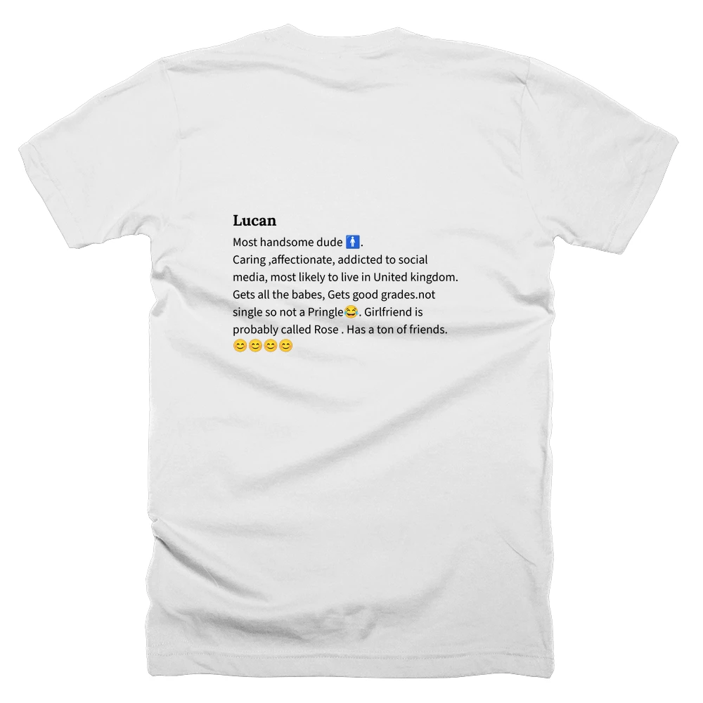 T-shirt with a definition of 'Lucan' printed on the back