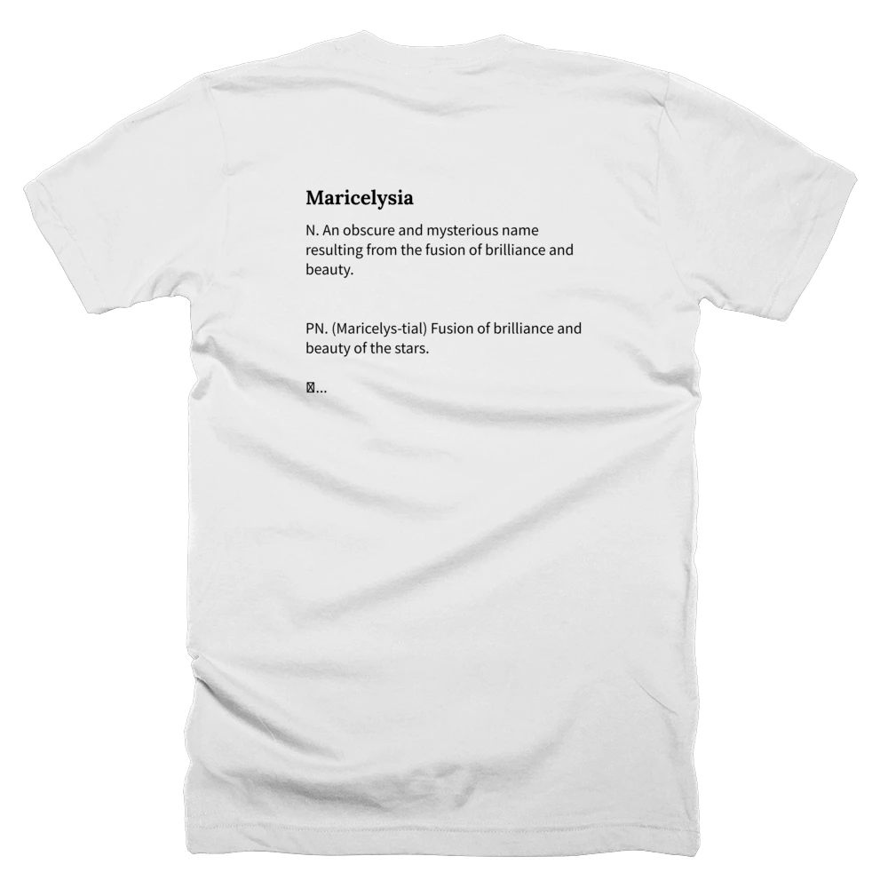 T-shirt with a definition of 'Maricelysia' printed on the back