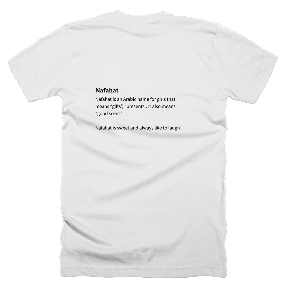 T-shirt with a definition of 'Nafahat' printed on the back