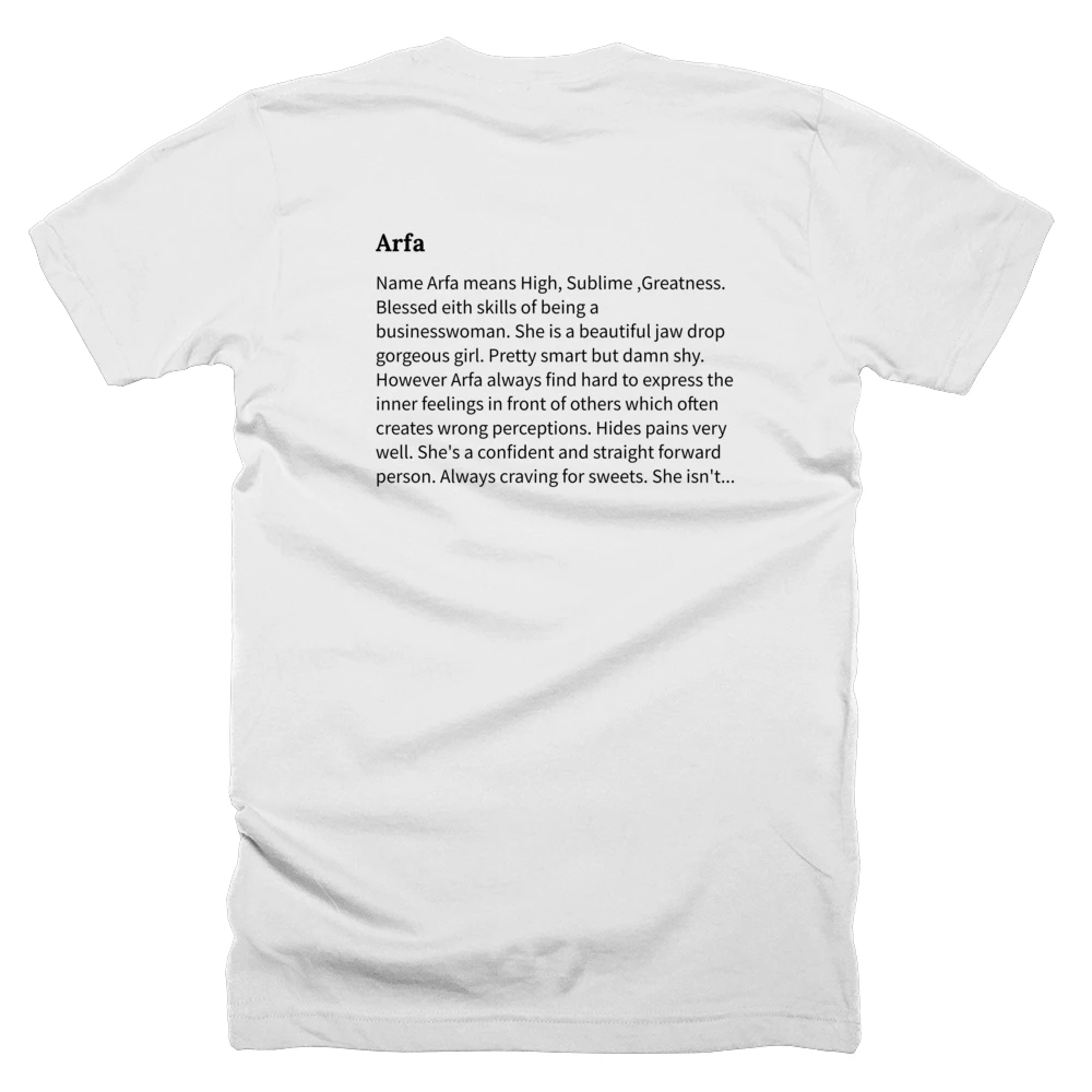 T-shirt with a definition of 'Arfa' printed on the back