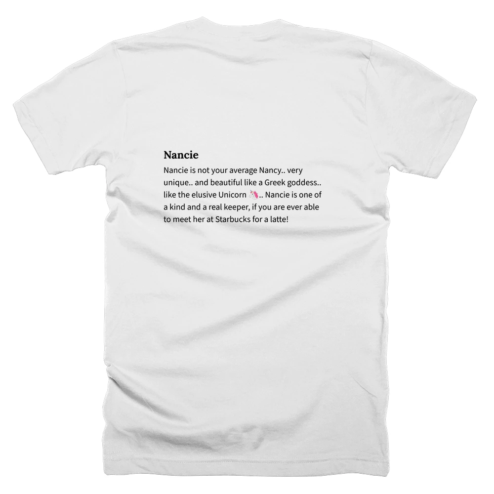 T-shirt with a definition of 'Nancie' printed on the back