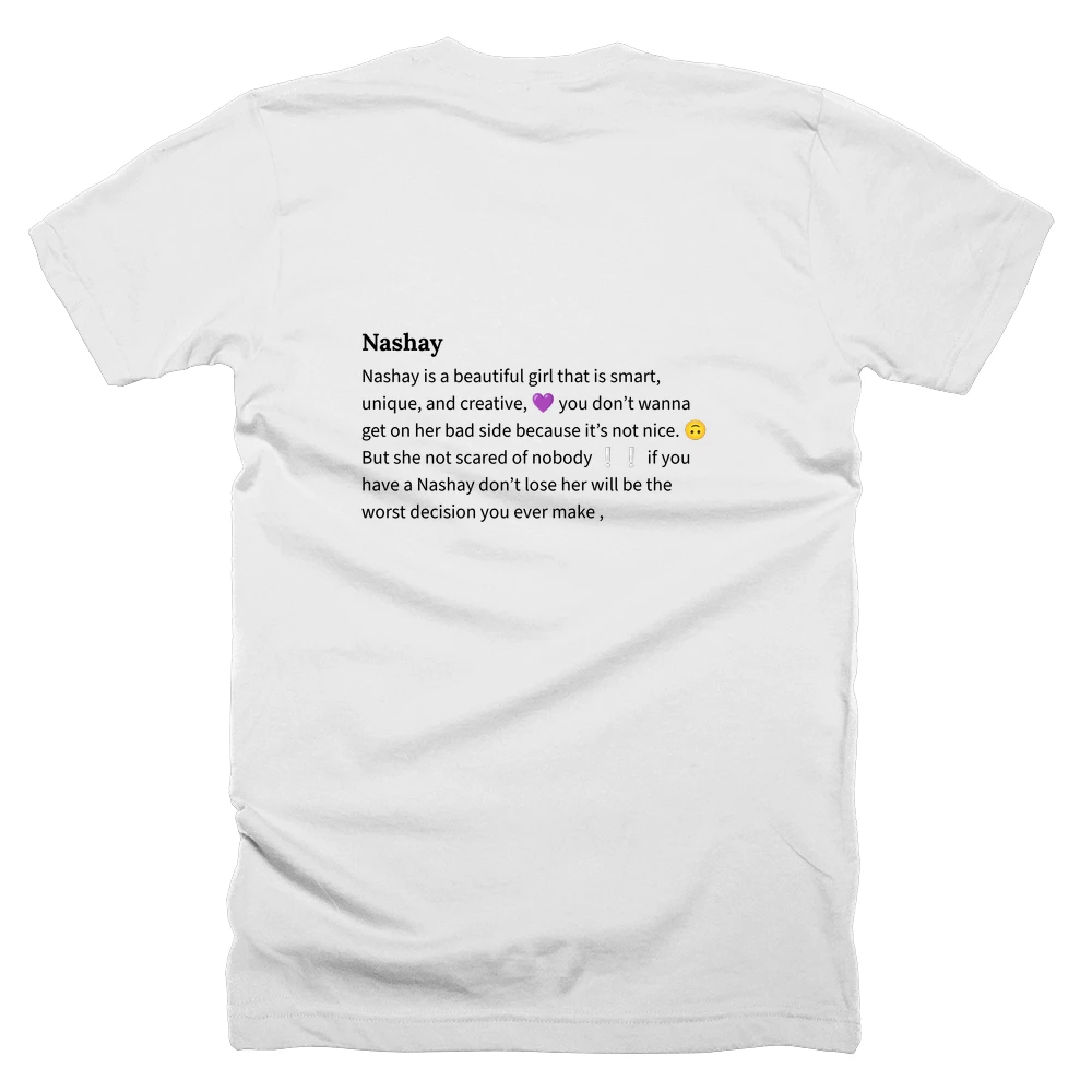 T-shirt with a definition of 'Nashay' printed on the back