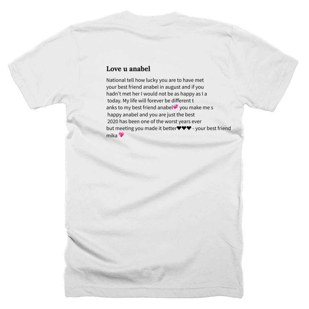 T-shirt with a definition of 'Love u anabel' printed on the back