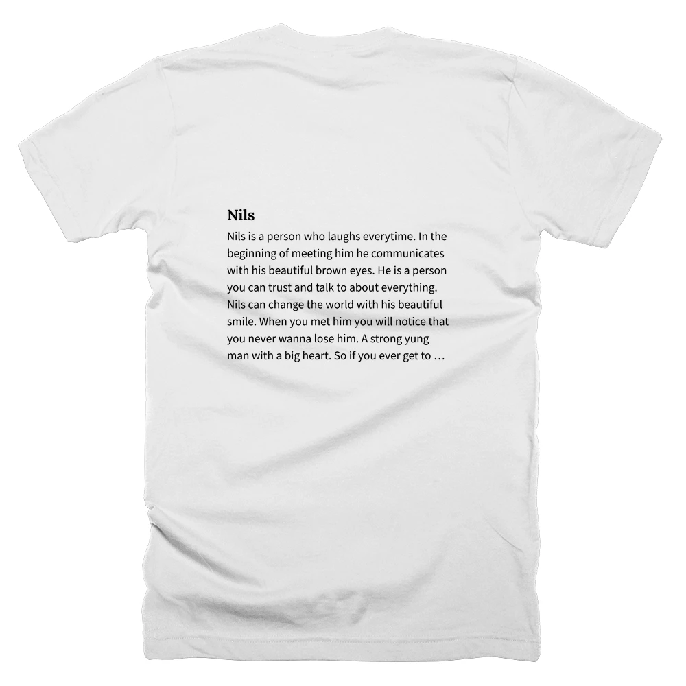 T-shirt with a definition of 'Nils' printed on the back