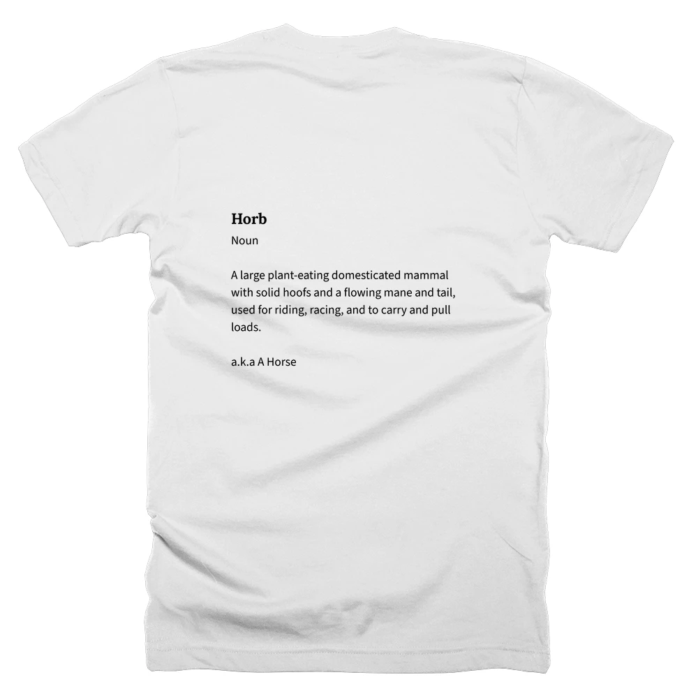 T-shirt with a definition of 'Horb' printed on the back