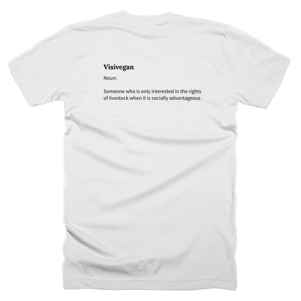 T-shirt with a definition of 'Visivegan' printed on the back