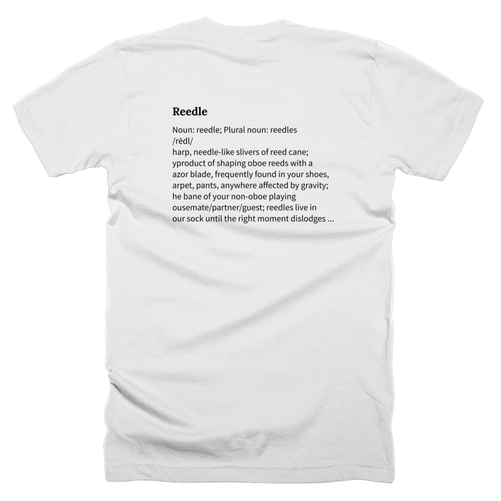T-shirt with a definition of 'Reedle' printed on the back