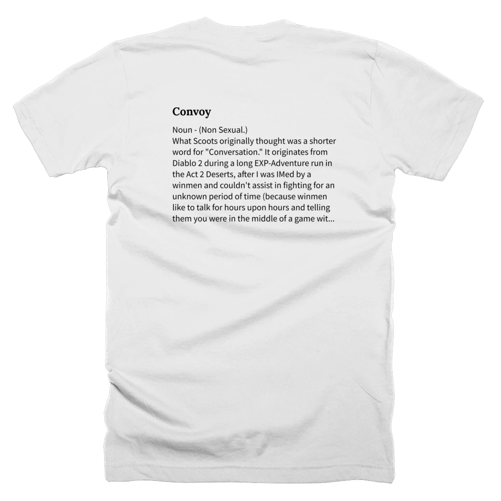T-shirt with a definition of 'Convoy' printed on the back