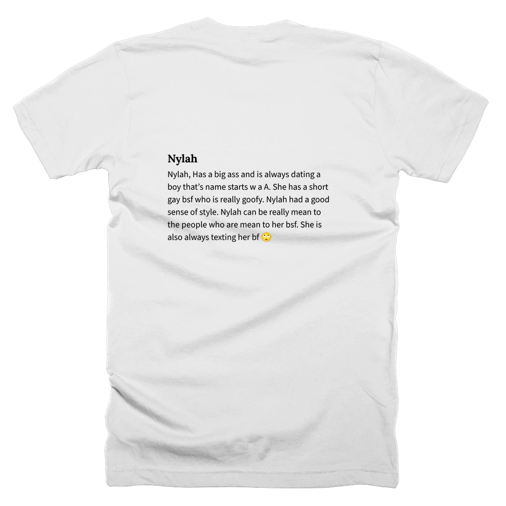 T-shirt with a definition of 'Nylah' printed on the back