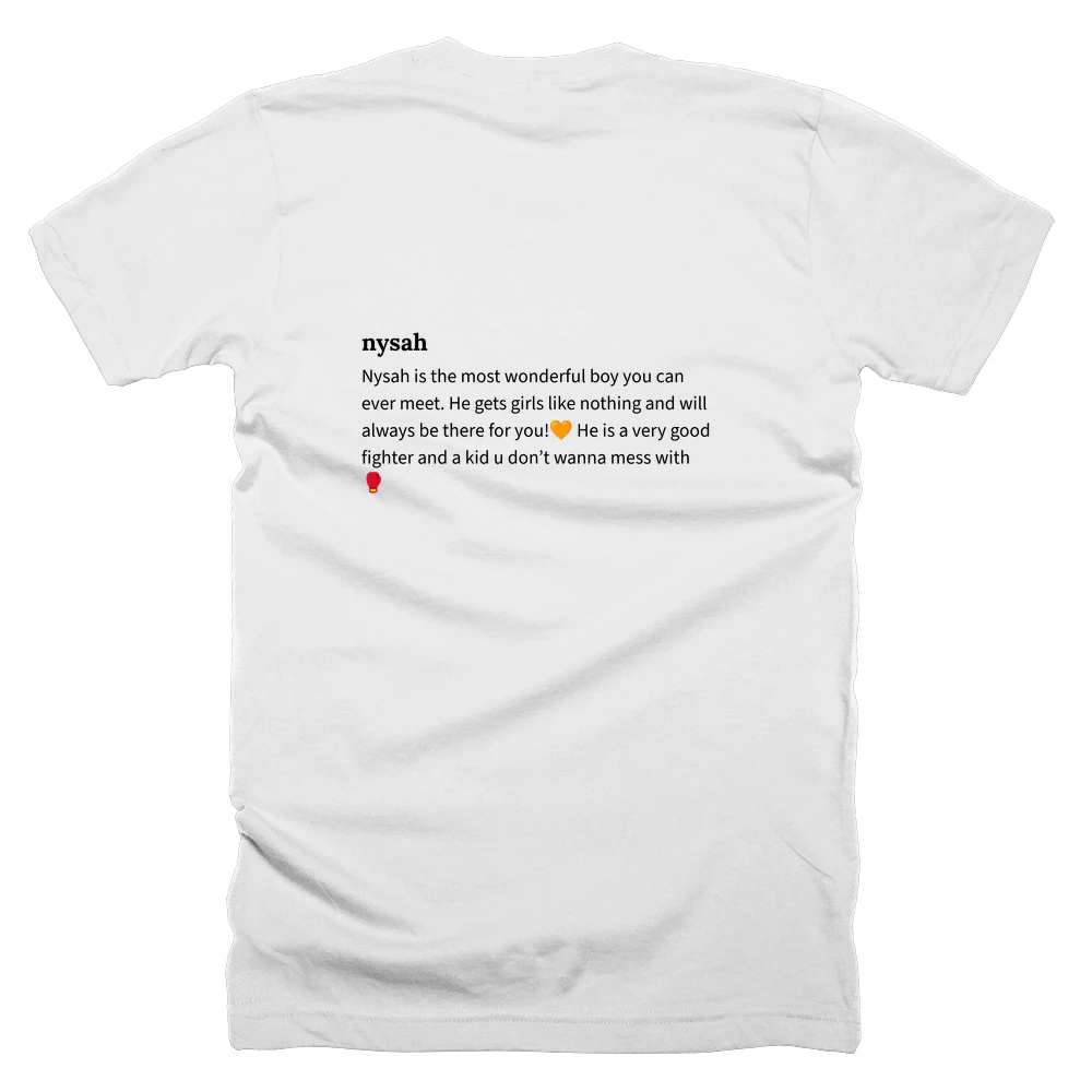 T-shirt with a definition of 'nysah' printed on the back