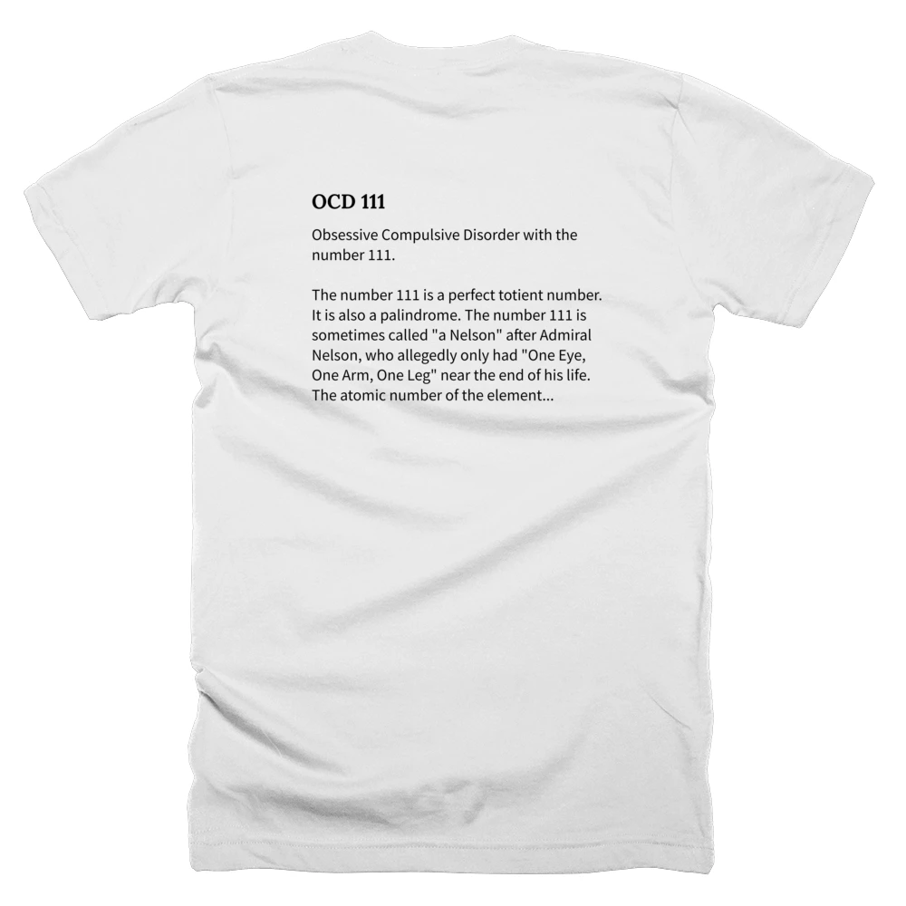 T-shirt with a definition of 'OCD 111' printed on the back