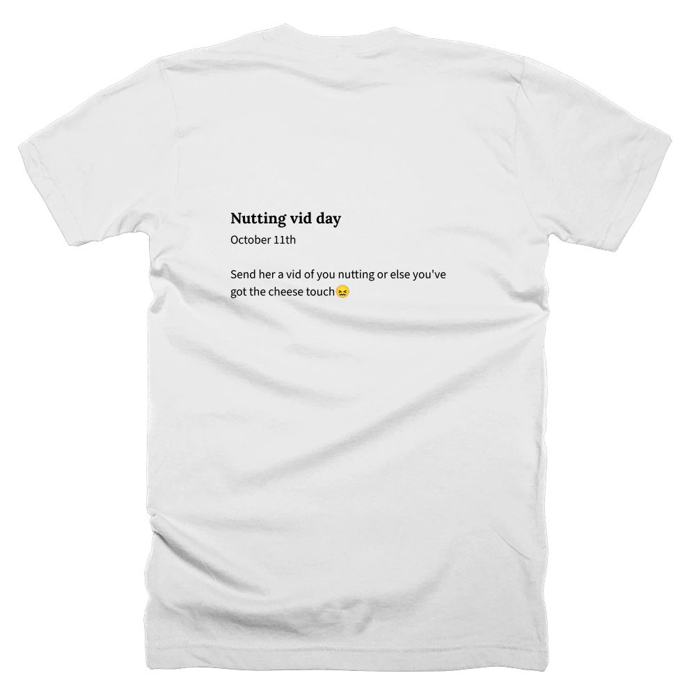 T-shirt with a definition of 'Nutting vid day' printed on the back