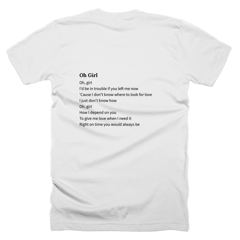 T-shirt with a definition of 'Oh Girl' printed on the back