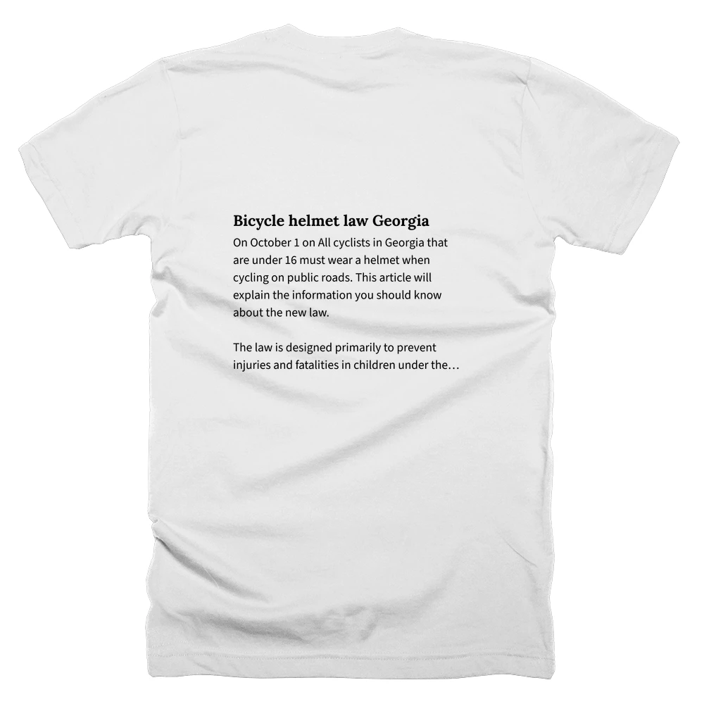 T-shirt with a definition of 'Bicycle helmet law Georgia' printed on the back