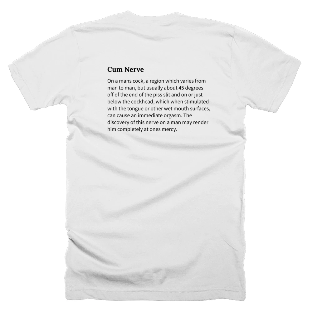 T-shirt with a definition of 'Cum Nerve' printed on the back