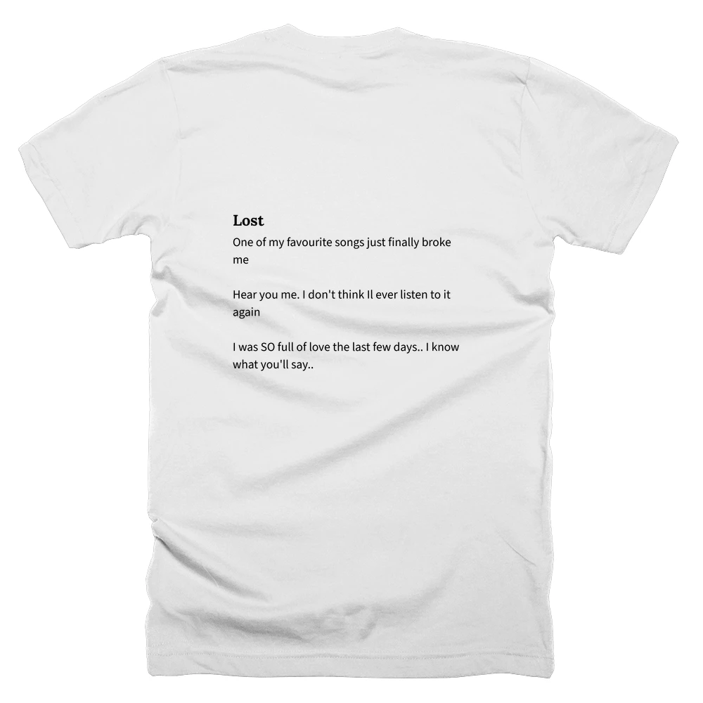 T-shirt with a definition of 'Lost' printed on the back