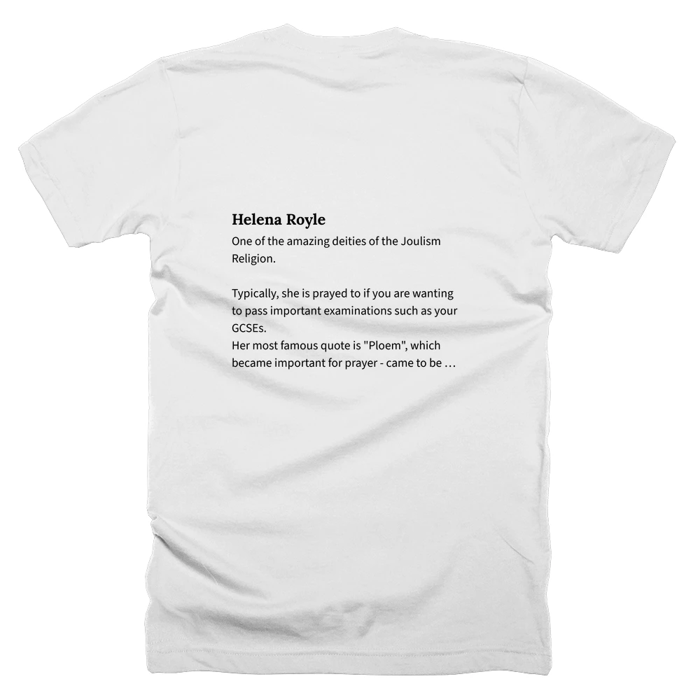 T-shirt with a definition of 'Helena Royle' printed on the back