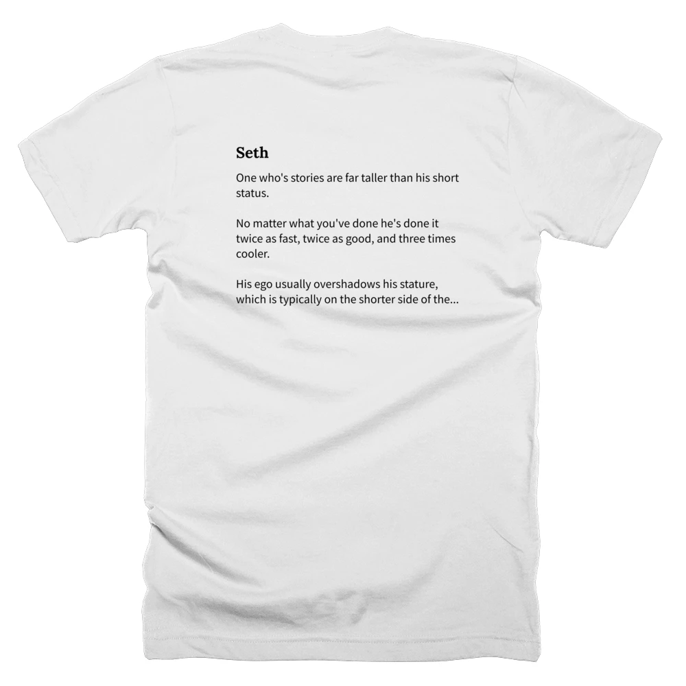 T-shirt with a definition of 'Seth' printed on the back