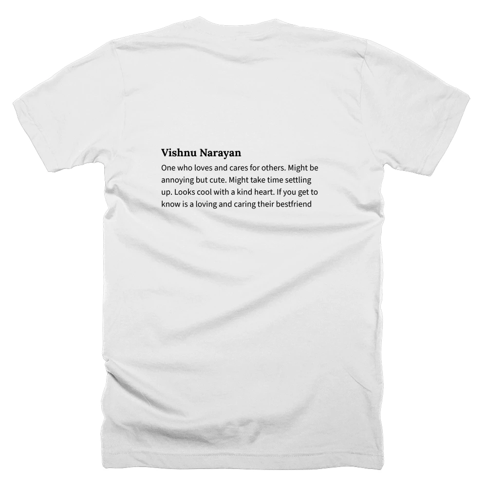 T-shirt with a definition of 'Vishnu Narayan' printed on the back