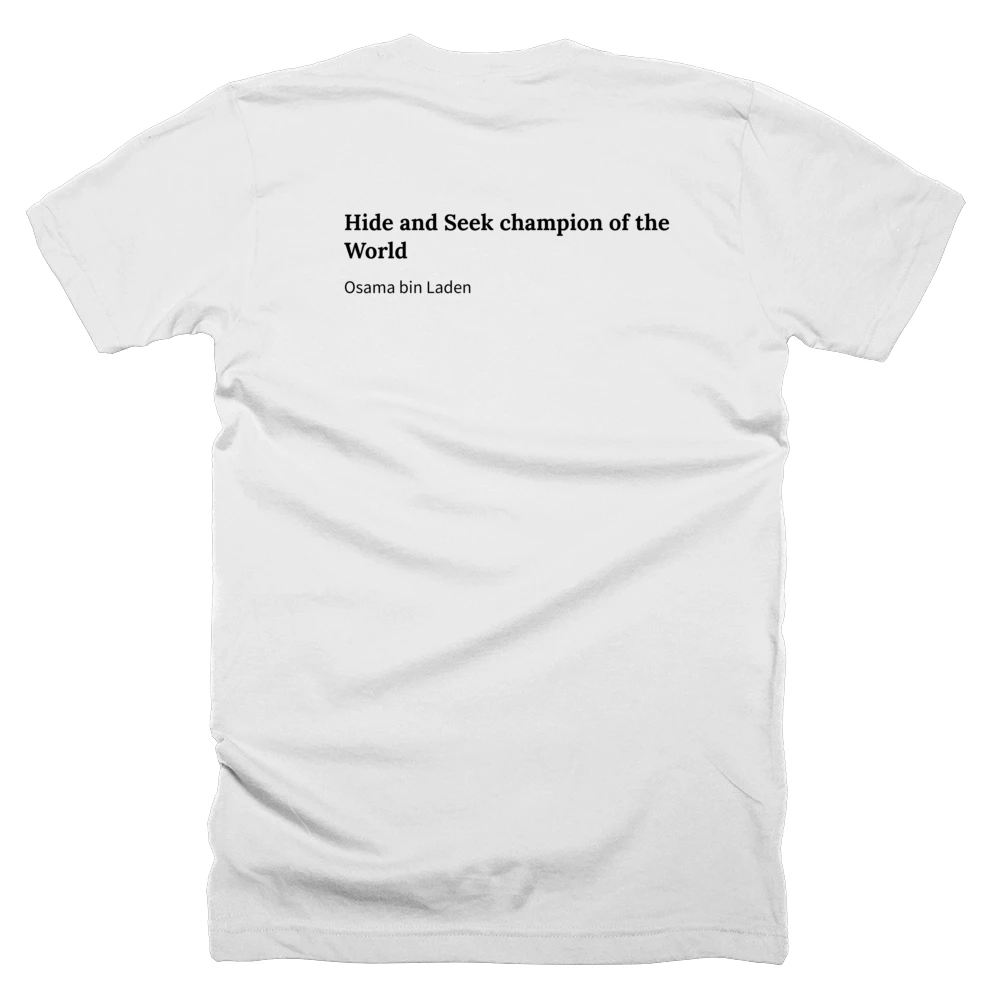 T-shirt with a definition of 'Hide and Seek champion of the World' printed on the back
