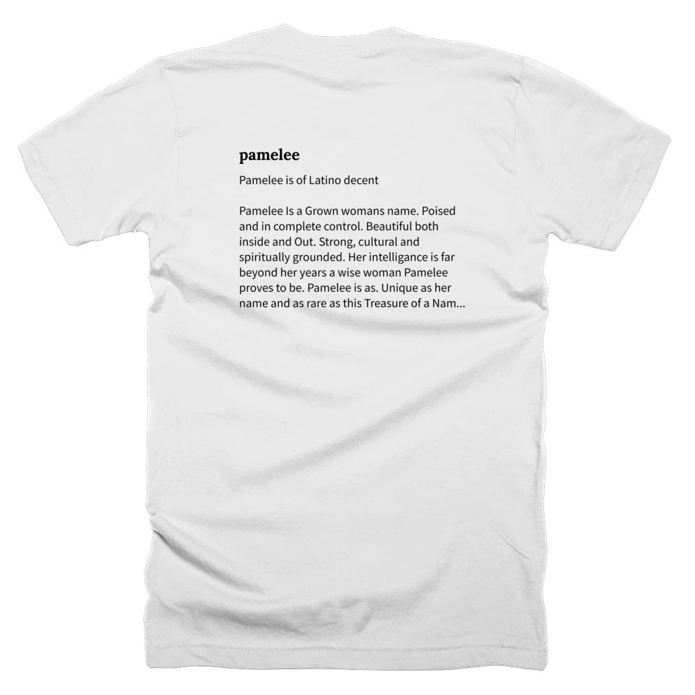 T-shirt with a definition of 'pamelee' printed on the back