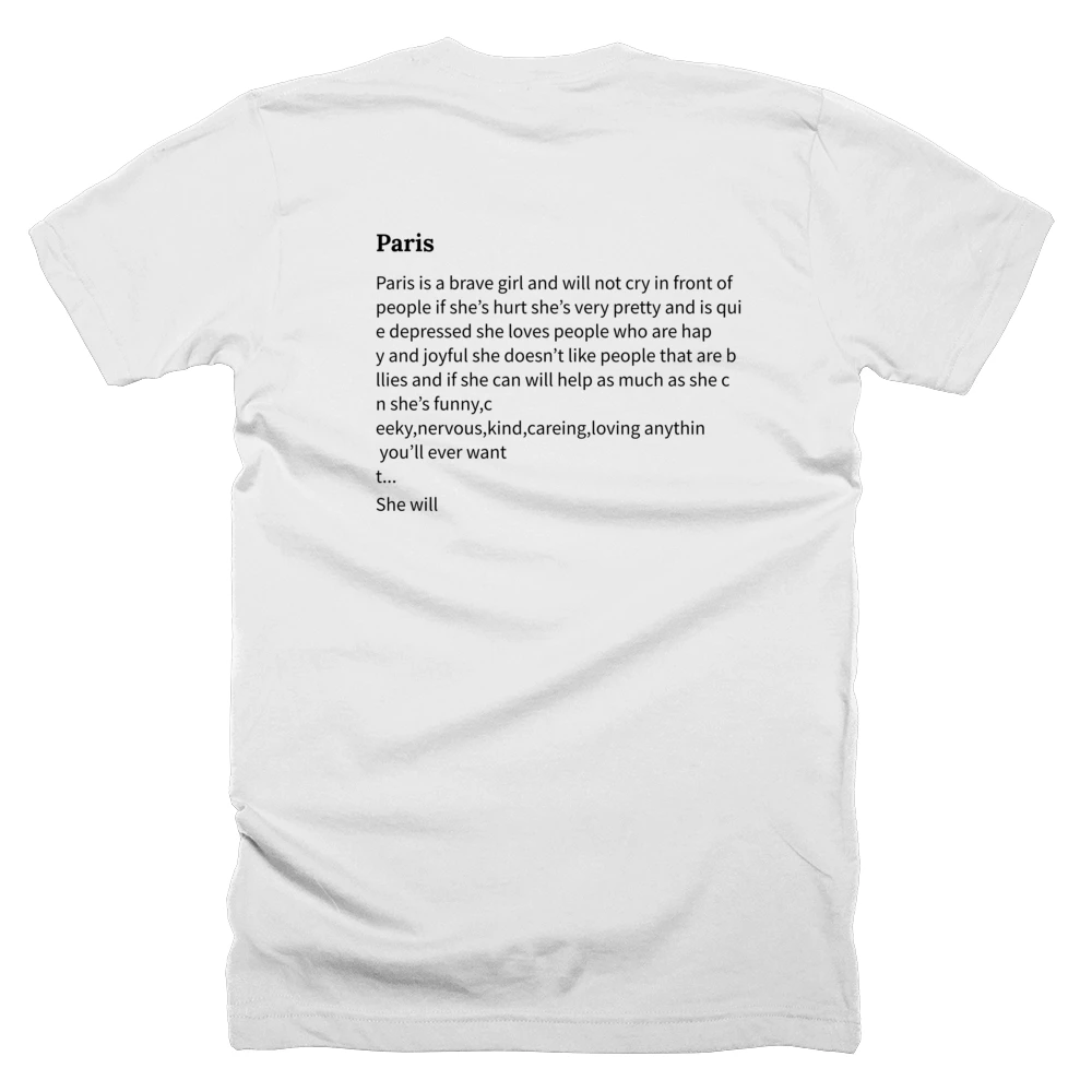 T-shirt with a definition of 'Paris' printed on the back