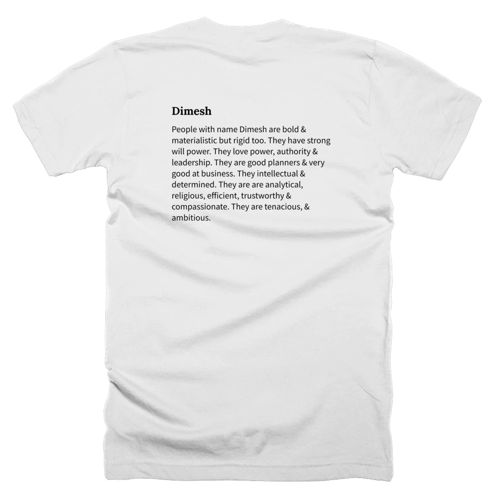 T-shirt with a definition of 'Dimesh' printed on the back