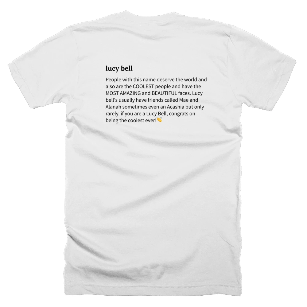 T-shirt with a definition of 'lucy bell' printed on the back