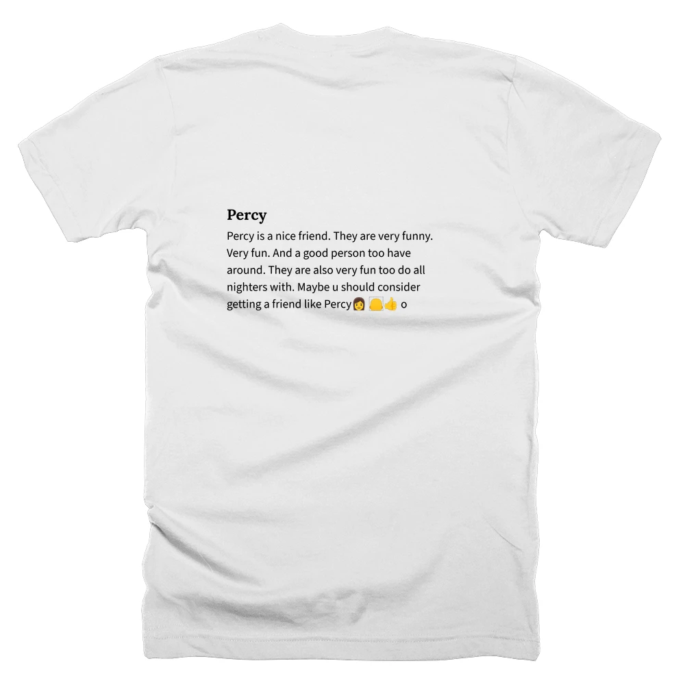 T-shirt with a definition of 'Percy' printed on the back
